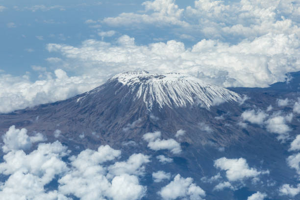 Mount Kilimanjaro routes – aerial view of the snow-covered summit attracting climbers in Tanzania